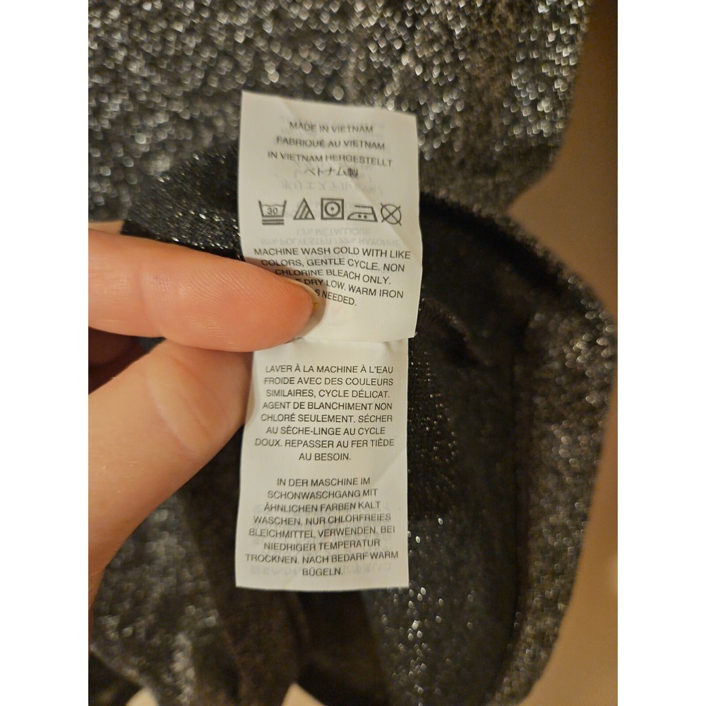 J Crew Blouse L Black Metallic Dark Fairy Shimmer Gam Feminine Sparkle Event - Picture 8 of 15